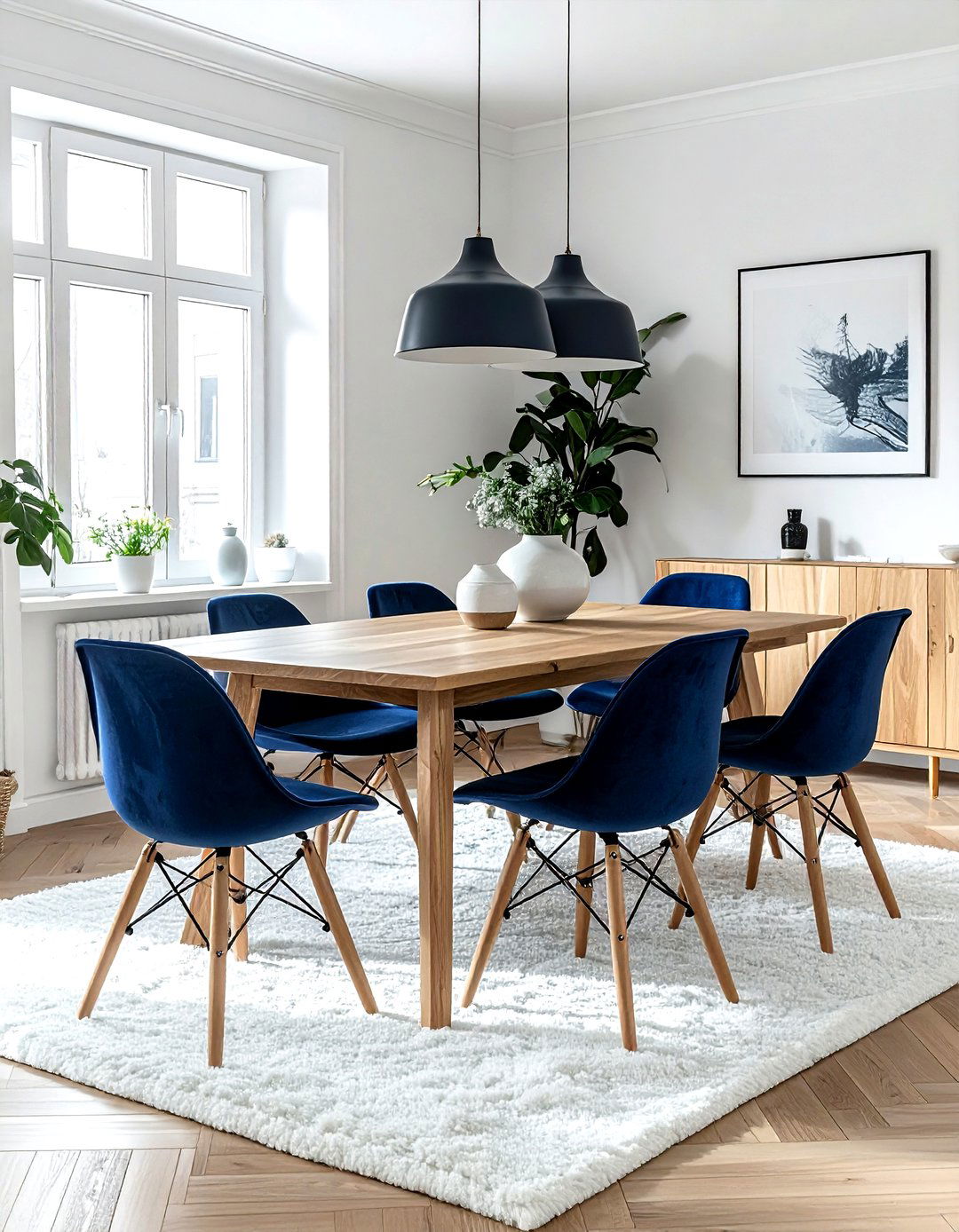 Scandi Navy And White - 30 navy and white dining room ideas