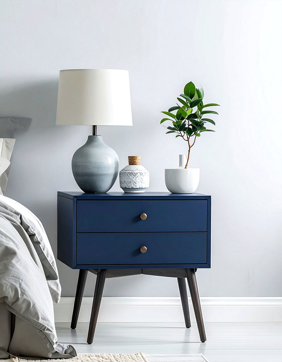 Scandi Navy Nightstand - 30 scandinavian navy bedroom ideas
