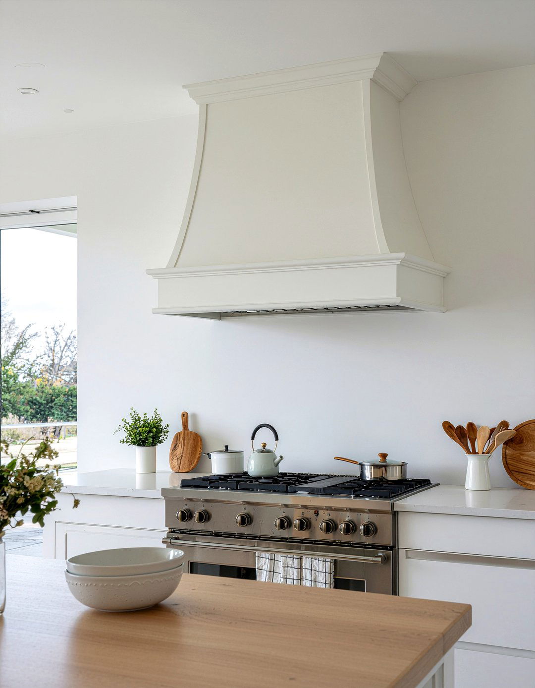 Scandi Plaster Range Hood - 30 plaster hood kitchen ideas