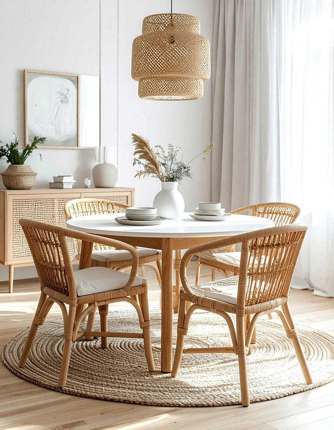 Scandi Rattan Dining Room - 30 rattan dining room ideas