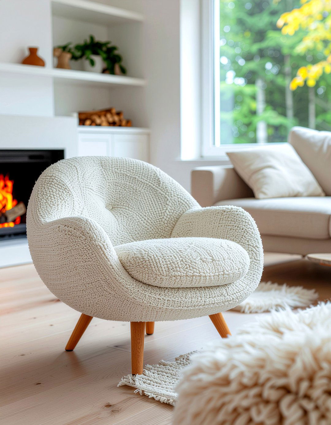 Scandi Style Ball Chair - 30 living room ball chair ideas