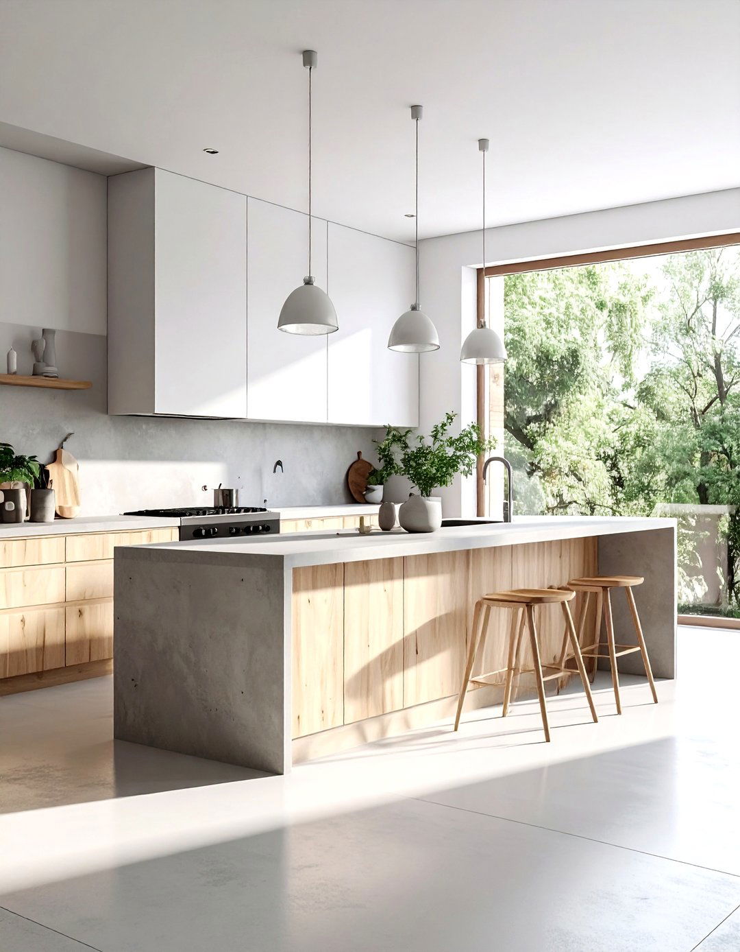 Scandi Style Concrete Kitchen - 30 concrete countertop kitchen ideas