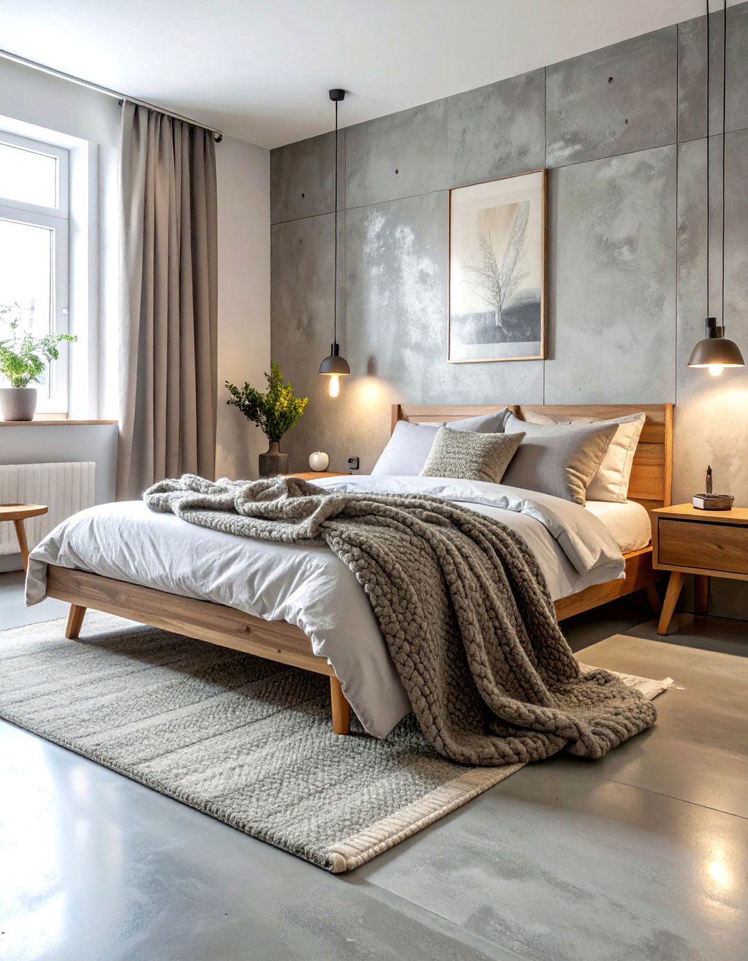 Scandi Style Concrete - 30 polished concrete bedroom ideas