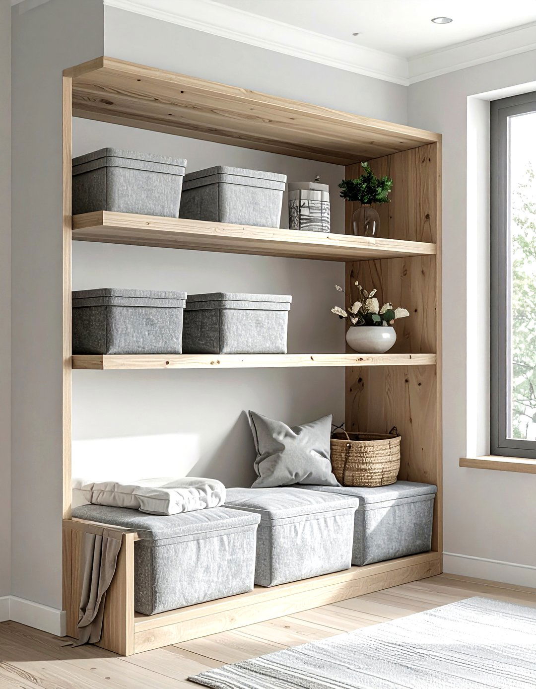 Scandi Style Corner Shelf - 30 living room corner shelving ideas