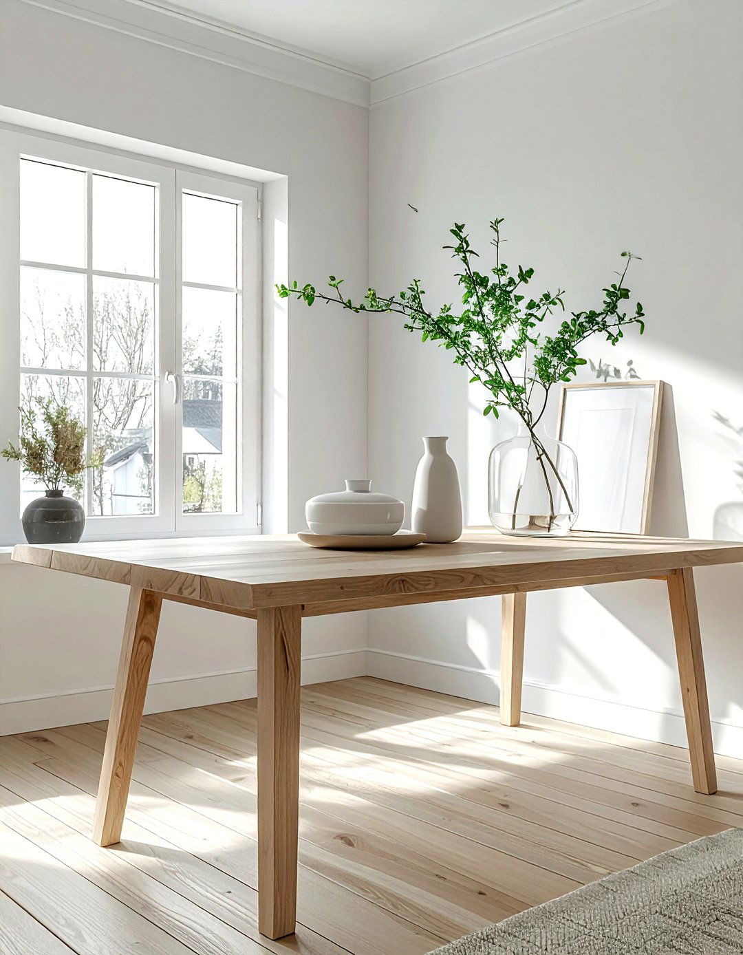 Scandi Style Light Wood Table - 30 living room hallway table ideas