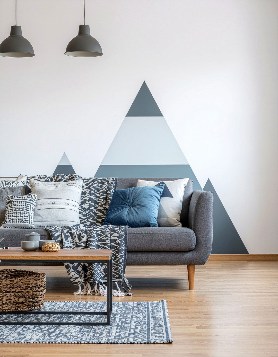 Scandi Style Mountain Wall - 30 living room geometric wall designs