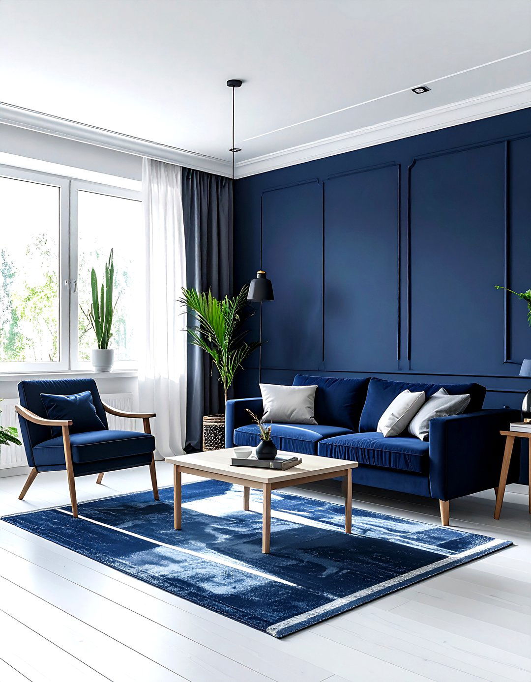 Scandi Style Navy Living Room - 30 dark navy living room ideas