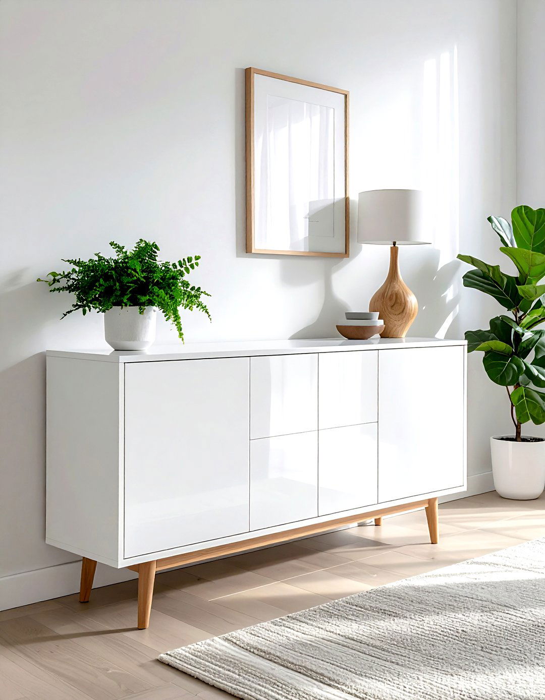 Scandi Style White Cabinet - 30 living room cabinet storage ideas