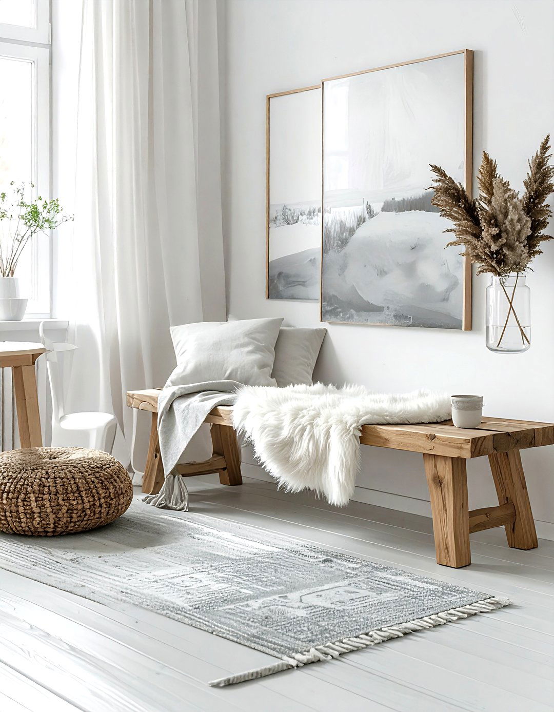 Scandi Style Wood Bench - 30 corner dining area ideas