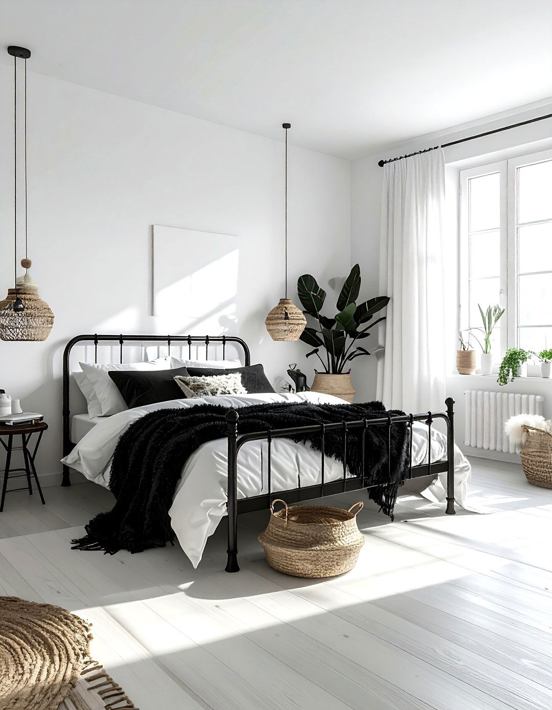 Scandi black boho bedroom - 30 bohemian black bedroom ideas