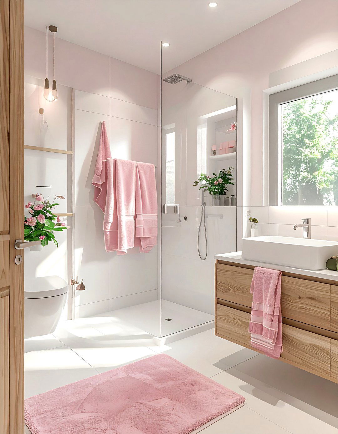 Scandi blush bathroom - 30 blush bathroom ideas