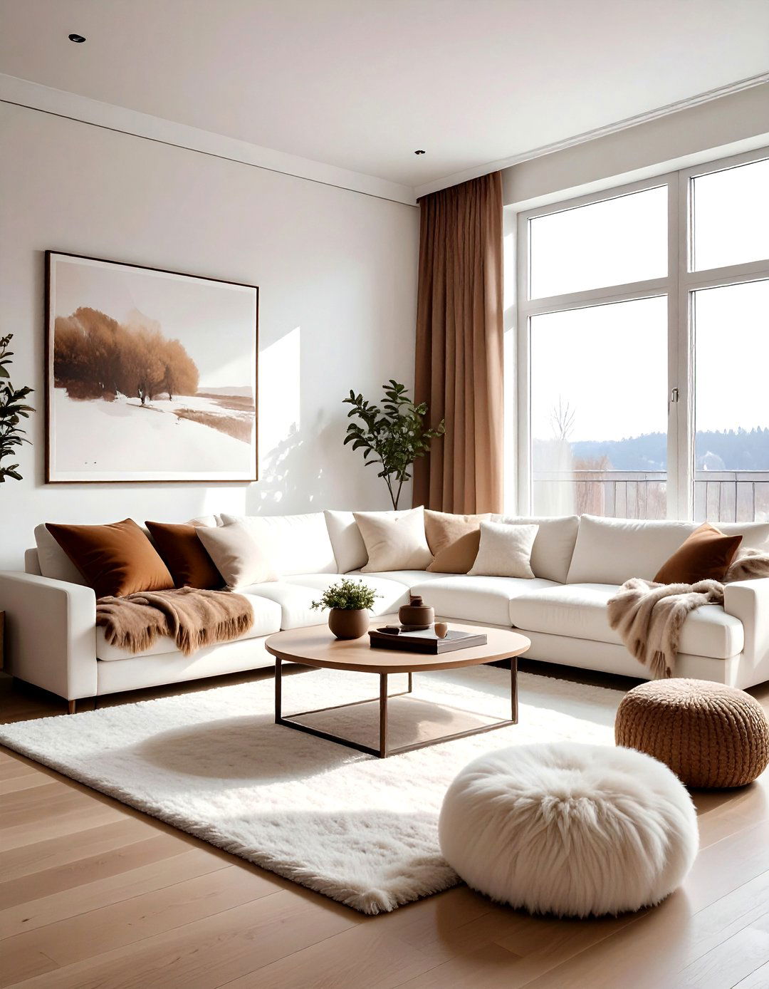 Scandi brown and white living room - 30 brown and white living room ideas
