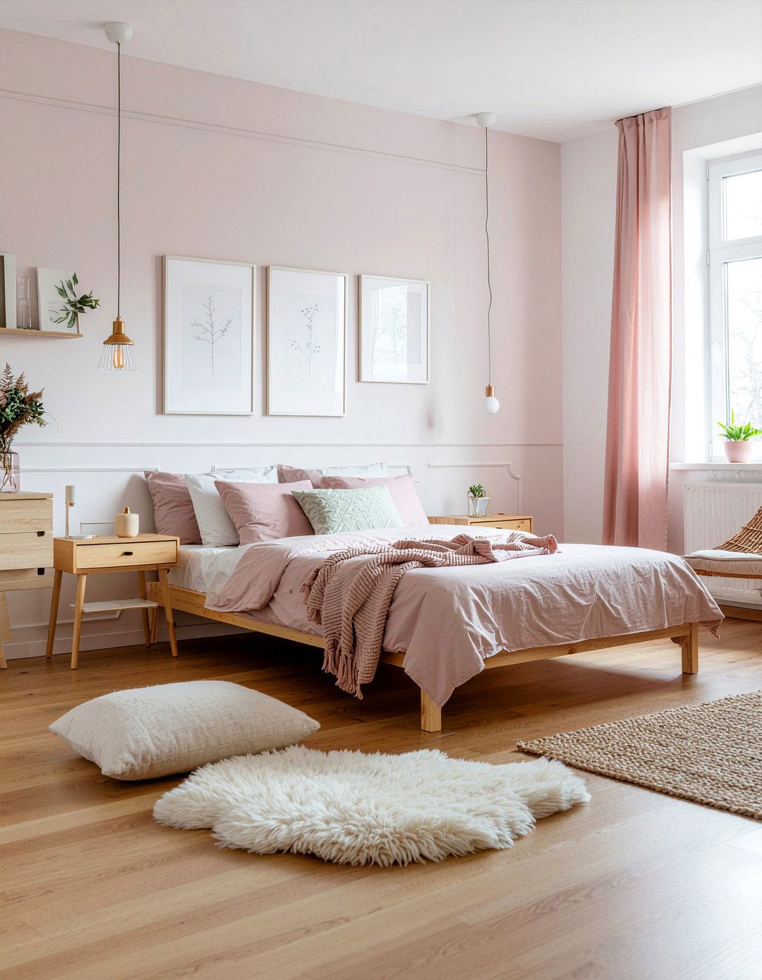 Scandi dusty pink bedroom - 30 bedroom dusty pink walls