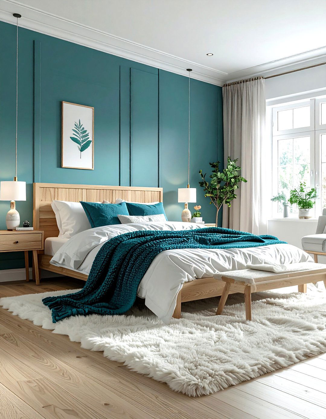 Scandi farmhouse teal bedroom - 30 farmhouse teal bedroom ideas