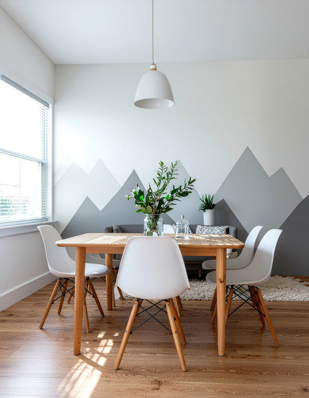 Scandi geometric wallpaper - 30 geometric wallpaper dining room ideas