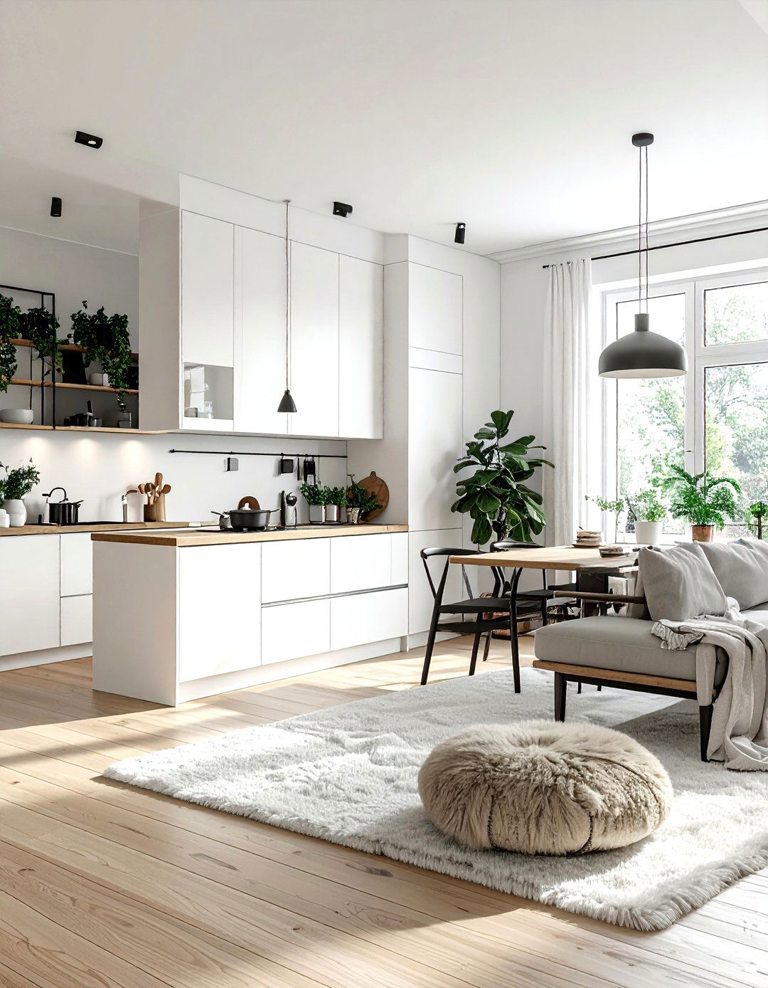 Scandi kitchen living room - 30 kitchen living room combo ideas