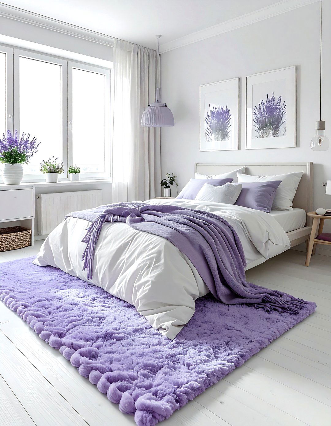 Scandi lavender white decor - 30 lavender and white bedroom ideas