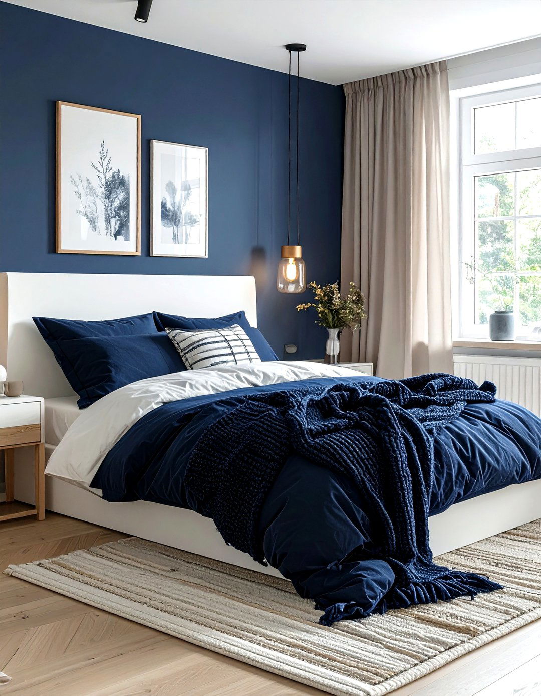 Scandi navy bedroom style - 30 minimalist navy bedroom ideas