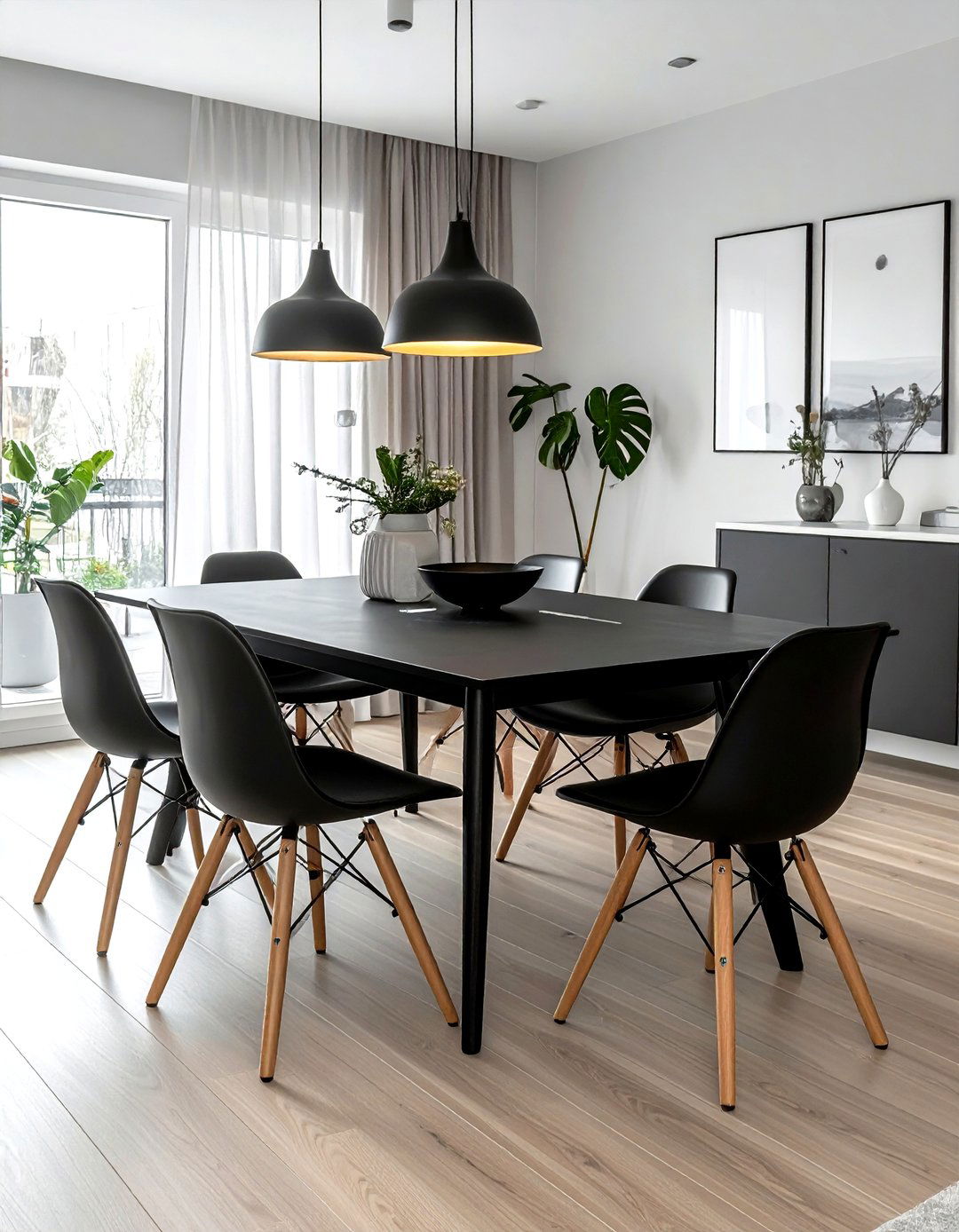 Scandi style black dining table - 30 black dining room furniture ideas