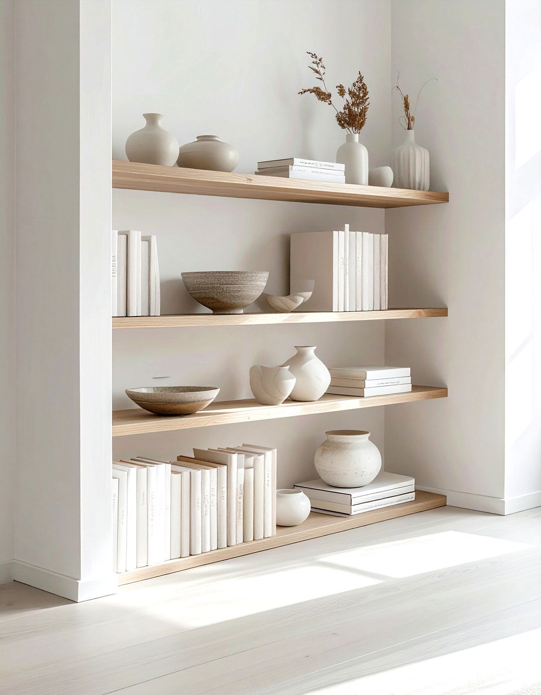 Scandi style bookshelf - 30 bookshelf styling ideas
