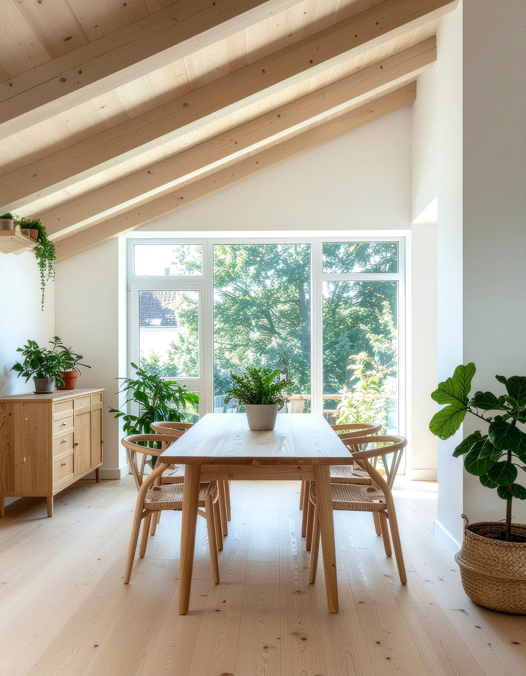 Scandi style ceiling beams - 30 dining room beamed ceiling ideas