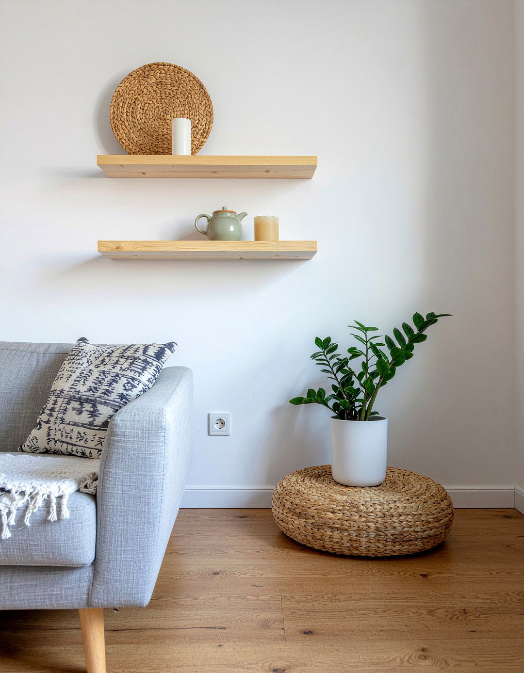 Scandi style floating shelves - 30 living room floating shelves