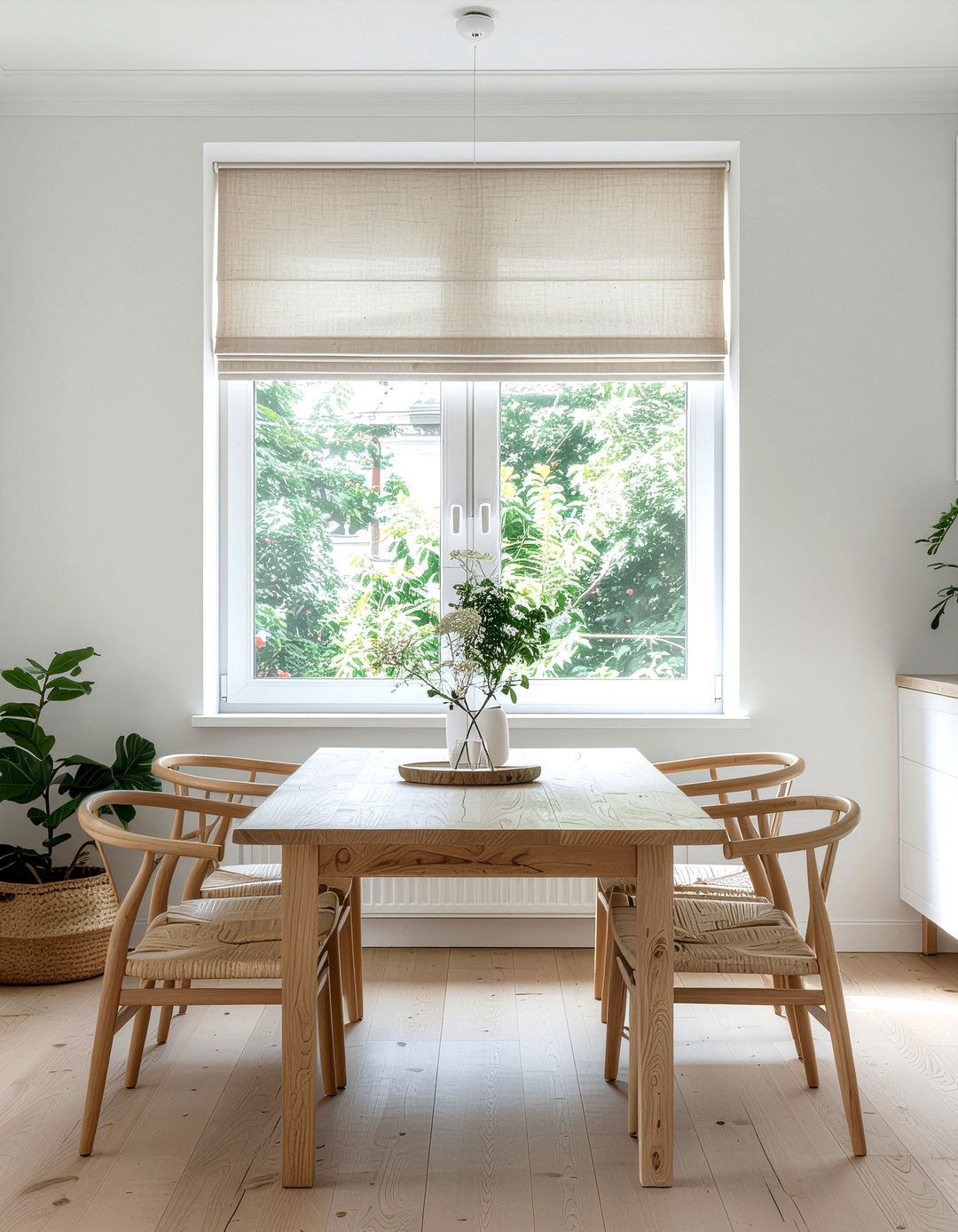 Scandi style light wood pelmet - 30 dining room cornice ideas