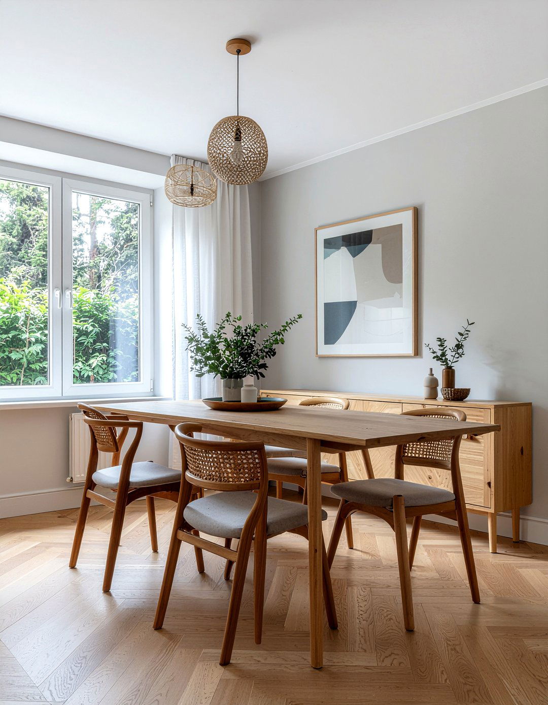 Scandi style mixed wood dining - 30 dining room finish mixing ideas