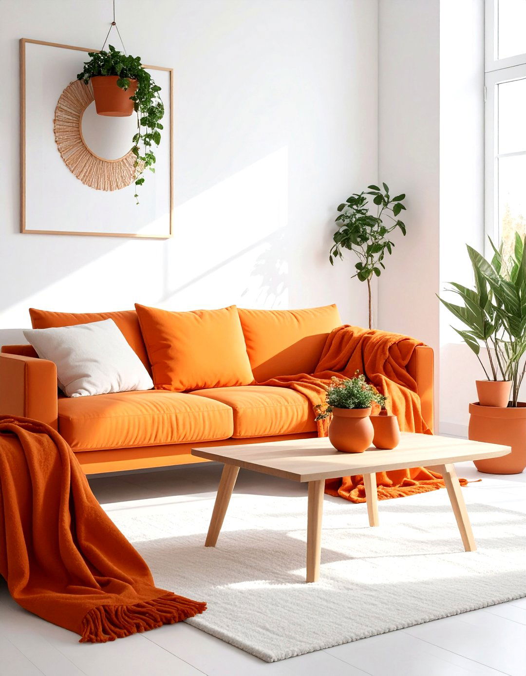 Scandi style orange living room - 30 orange living room decor ideas