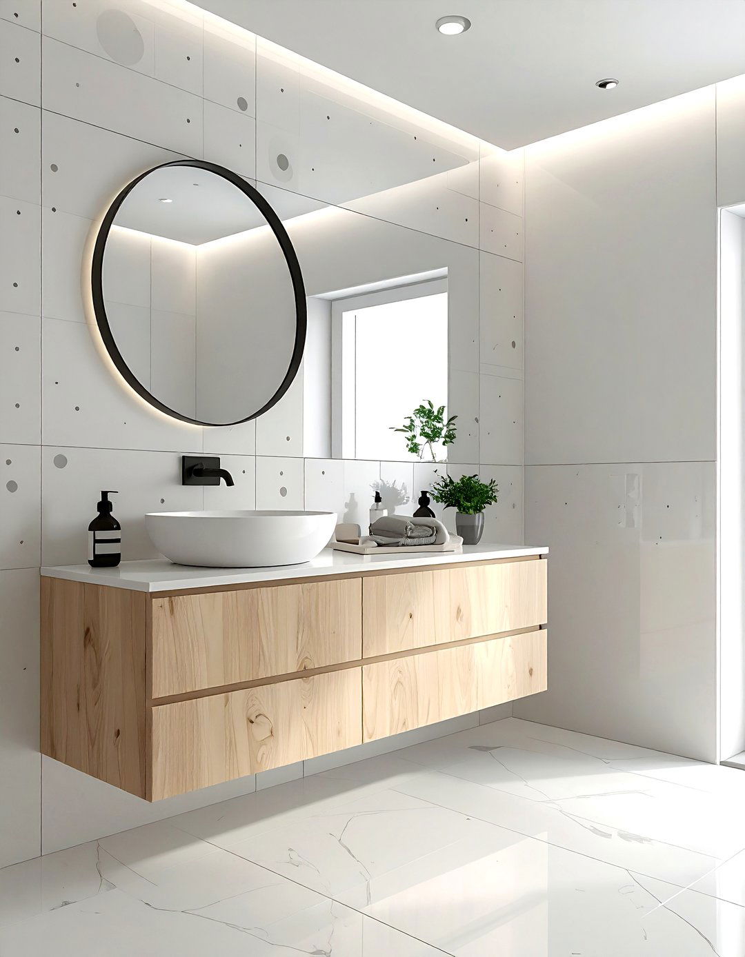 Scandi style patterned bathroom tile - 30 patterned tile bathroom ideas