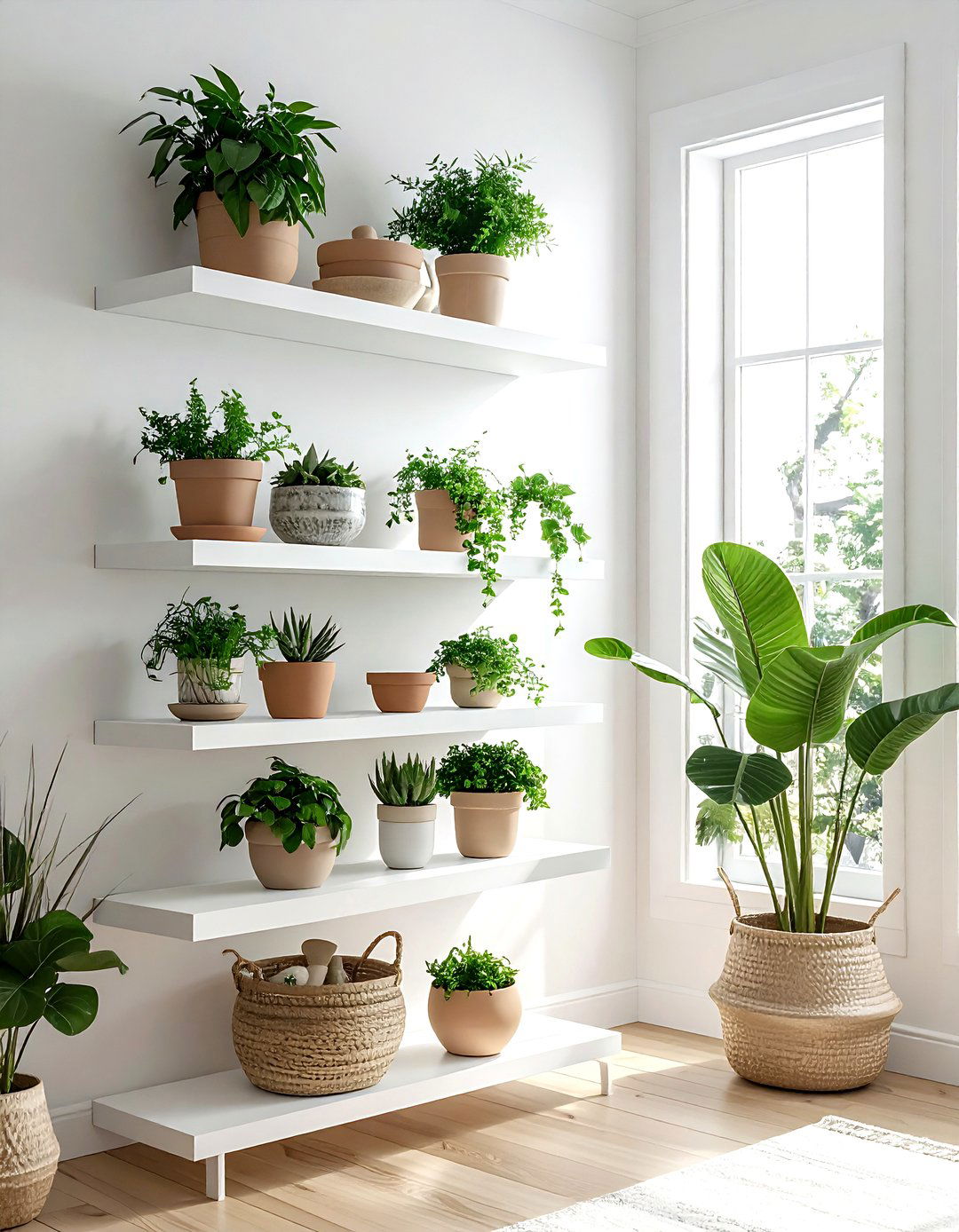 Scandi style plant shelf - 30 plant shelf ideas