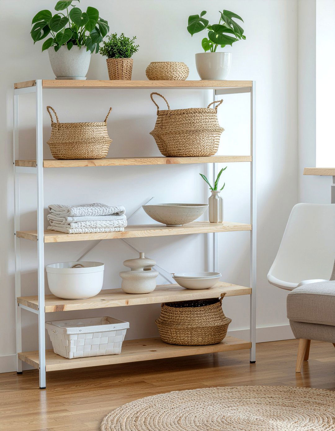 Scandi style shelving - 30 living room shelving ideas