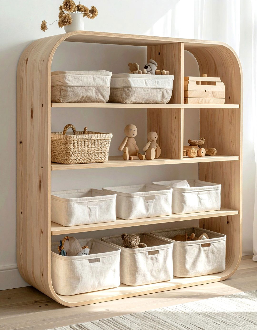 Scandi style toy storage - 30 living room toy storage ideas