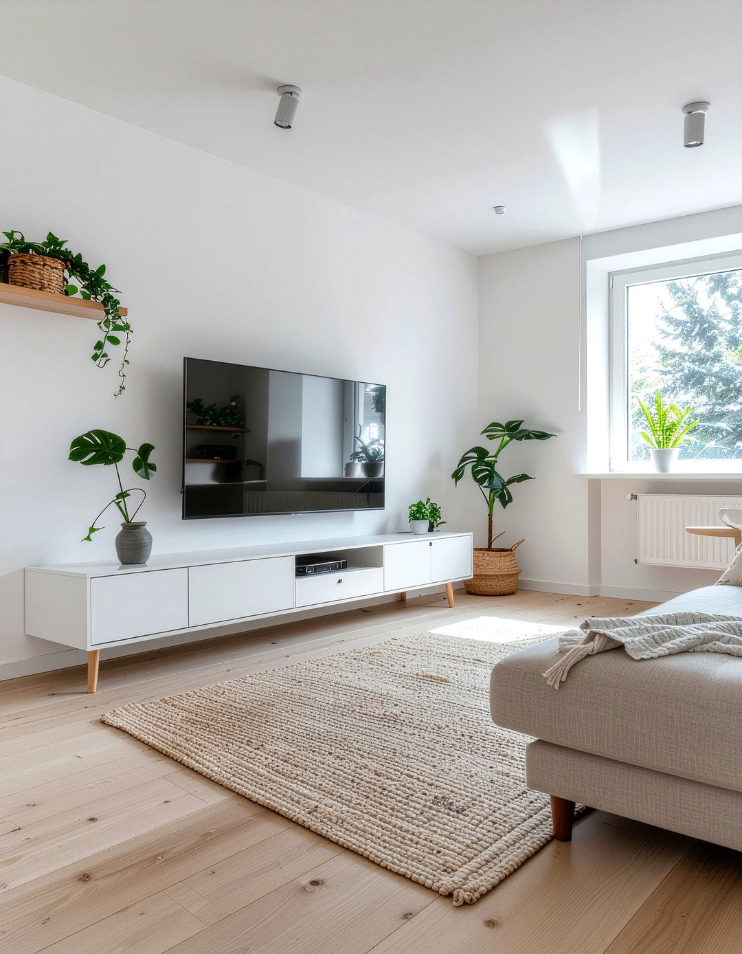Scandi style tv wall - 30 living room wall mounted tv ideas