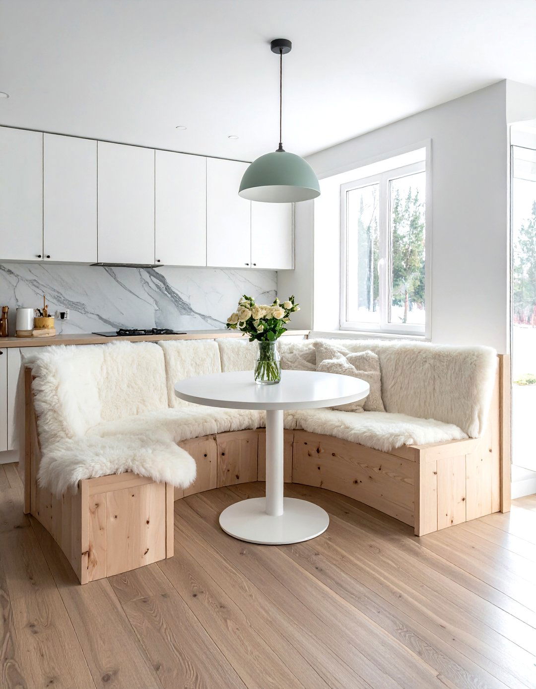 Scandi style u shaped dining booth - 30 U-shaped banquette dining ideas