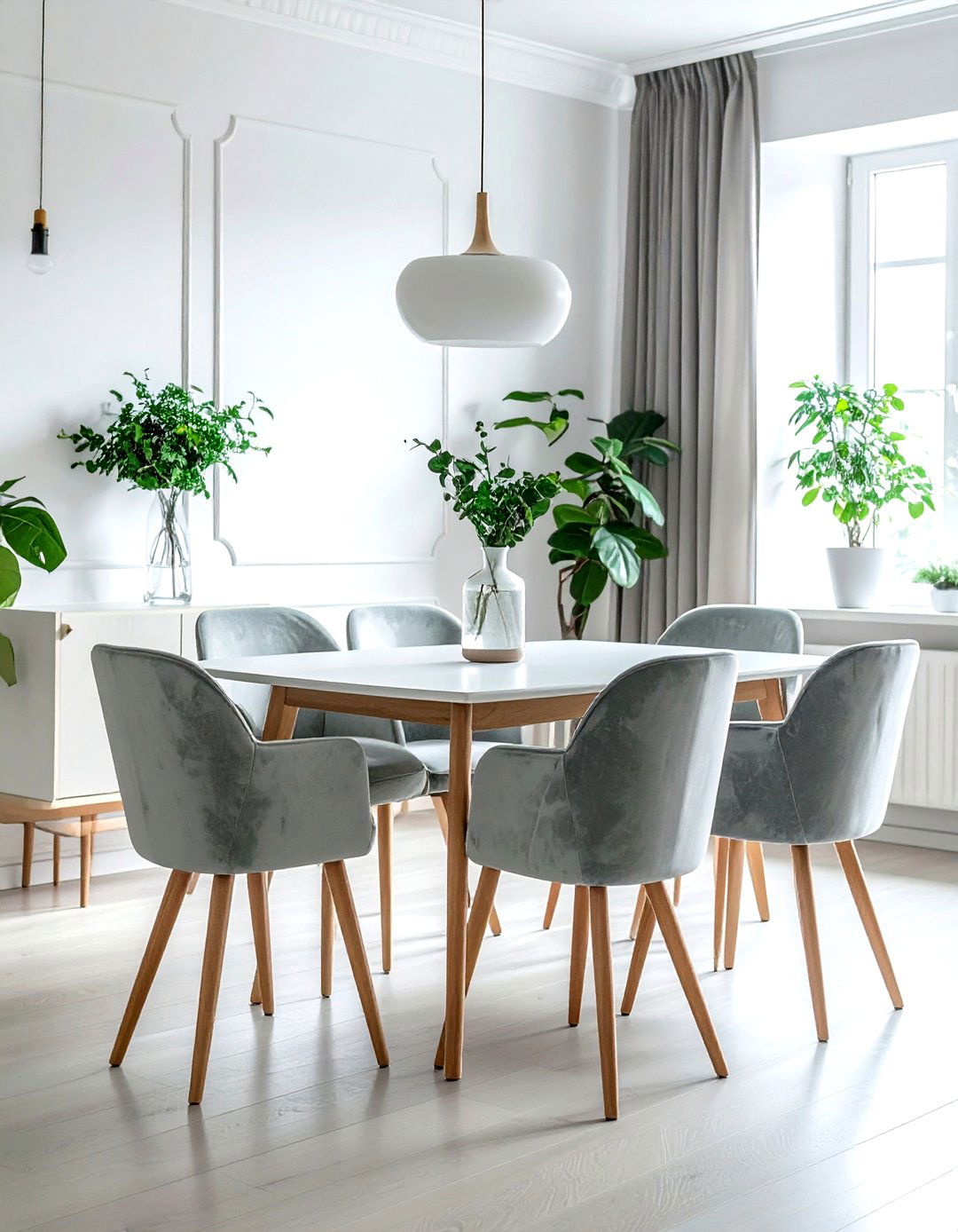 Scandi style velvet dining chair - 30 velvet dining room ideas