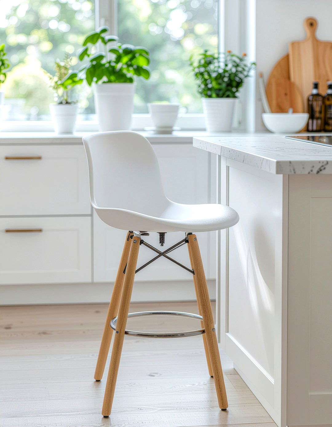 Scandi style white stool - 30 kitchen bar stool ideas