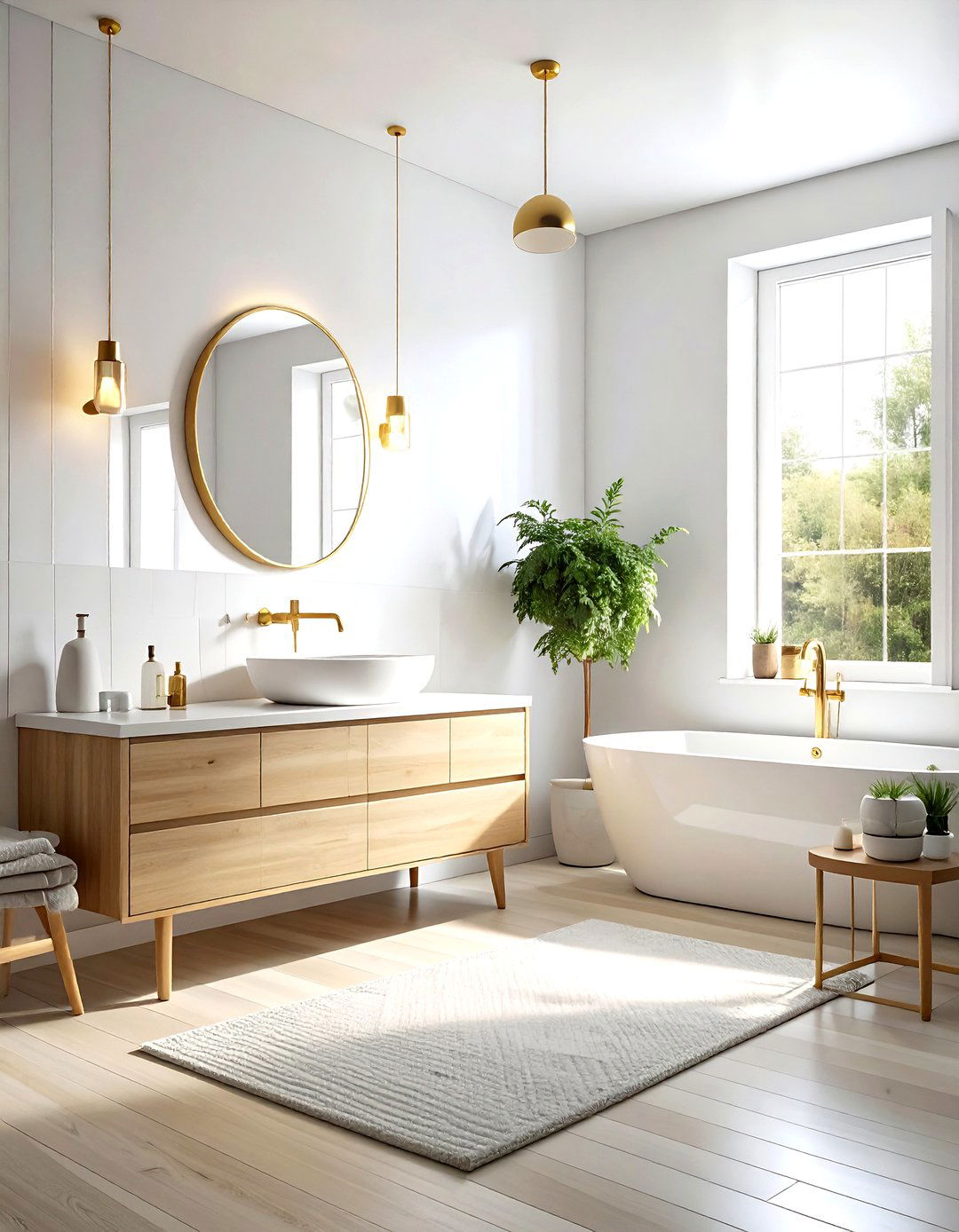 Scandi white and gold bathroom - 30 gold and white bathroom ideas