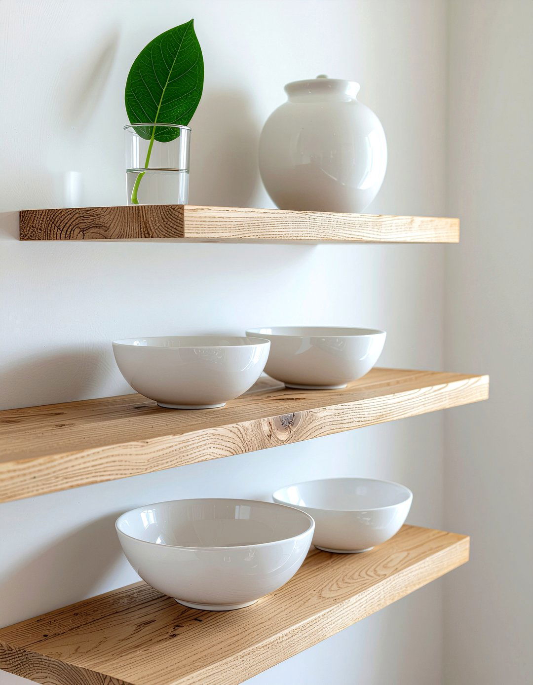 Scandi white oak shelf - 30 floating shelf decor ideas