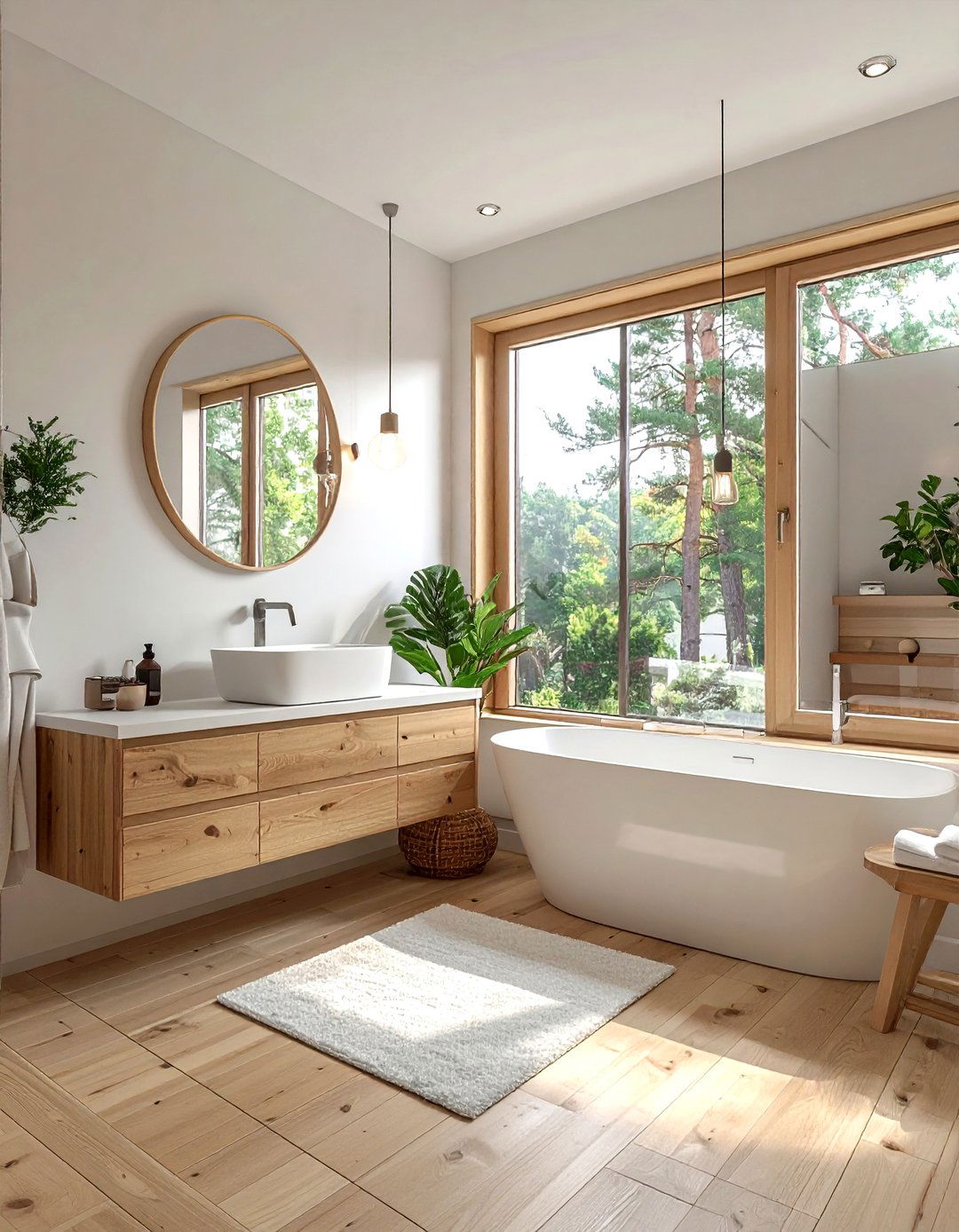 Scandi wood bathroom - 30 wood accent bathroom ideas