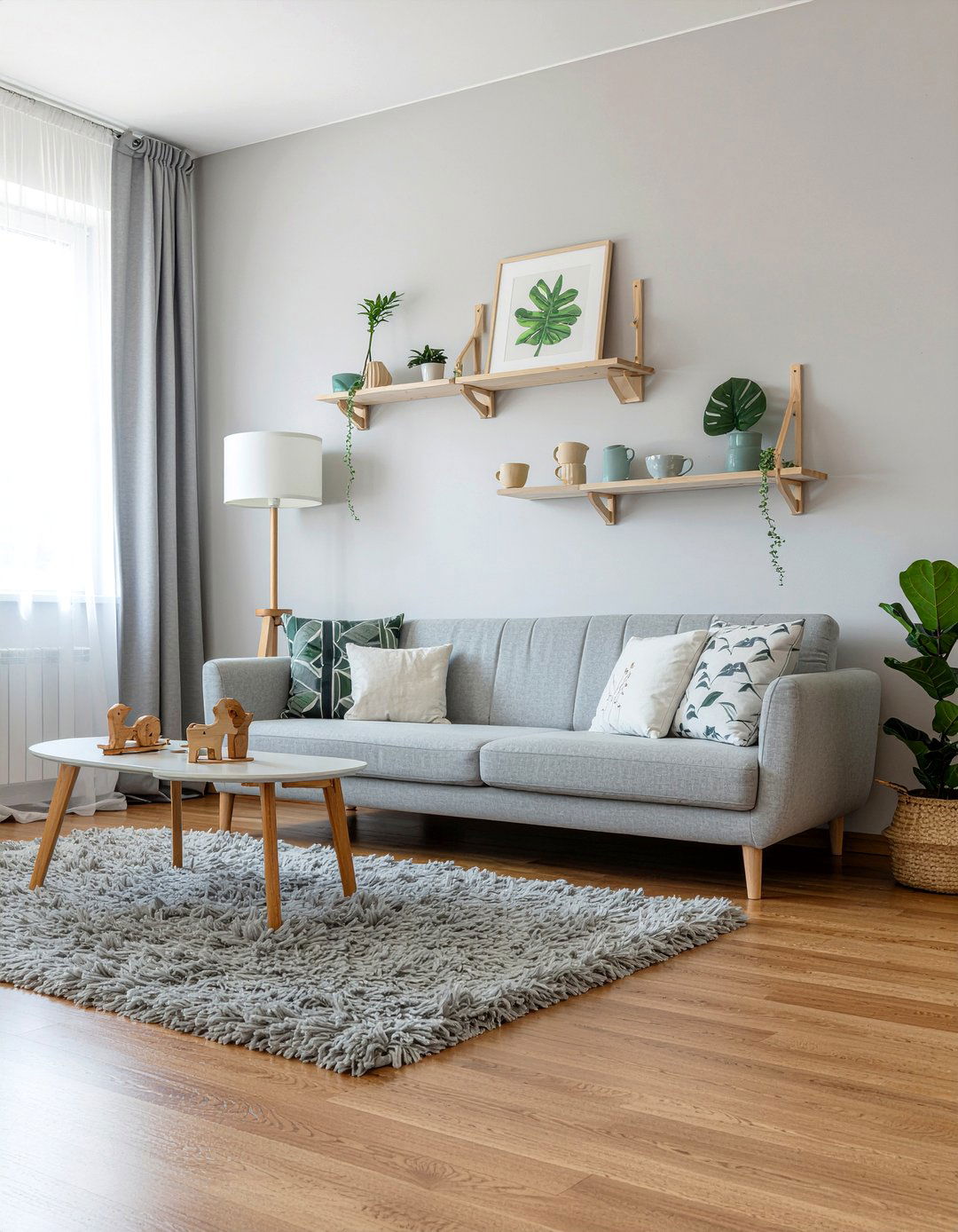 Scandi wood bracket - 30 living room bracket ideas