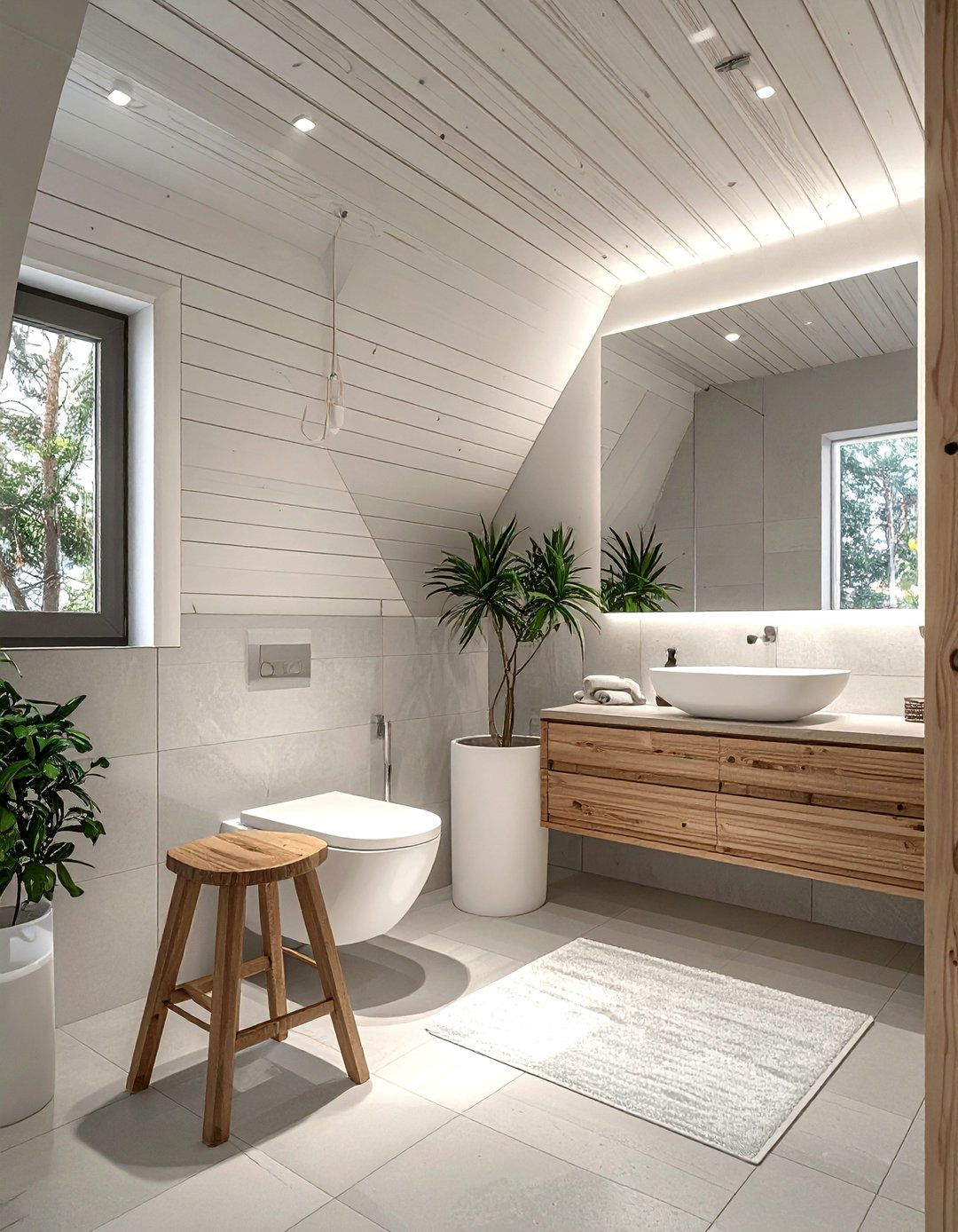 Scandi wood ceiling bathroom - 30 wood ceiling bathroom ideas
