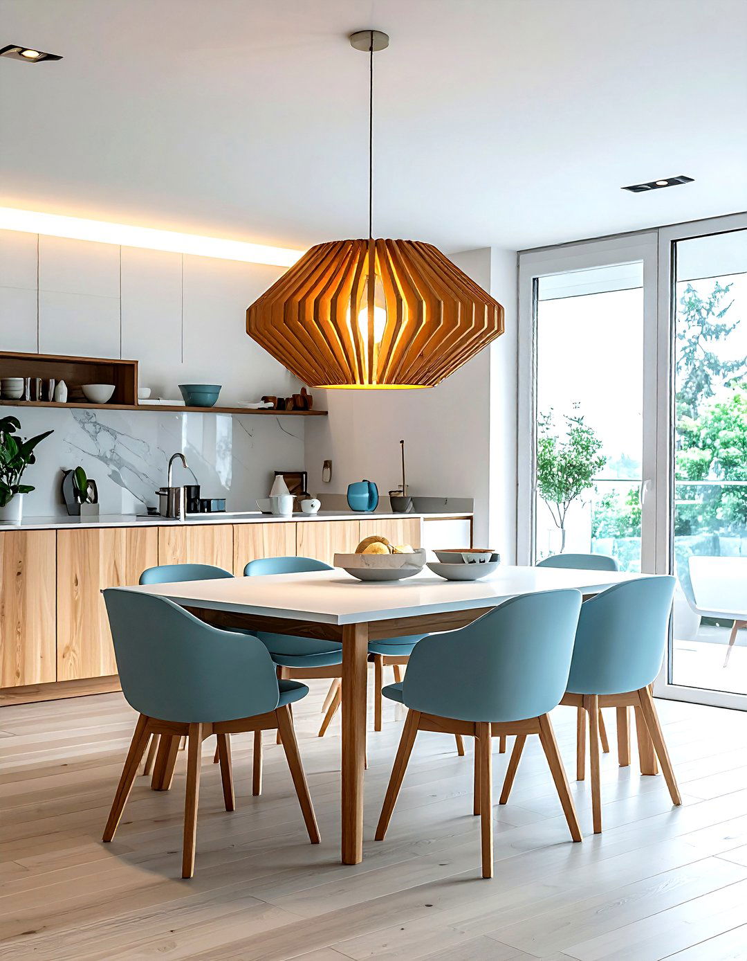 Scandi wood light fixture - 30 dining room lamp ideas