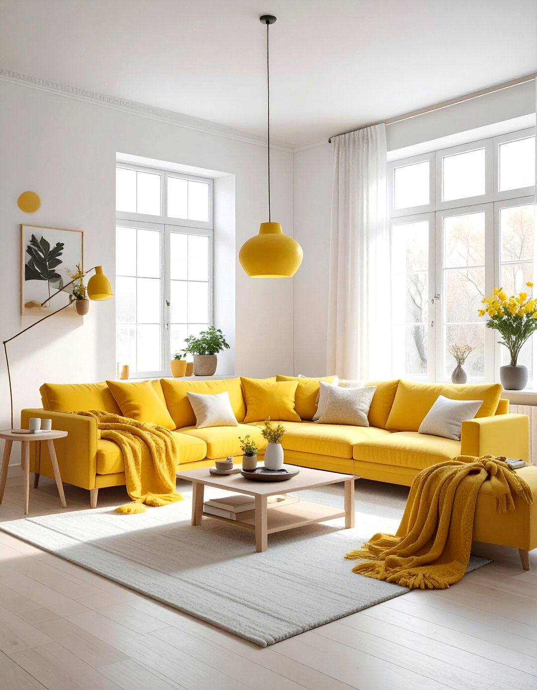 Scandi yellow living room - 30 bright yellow living room ideas