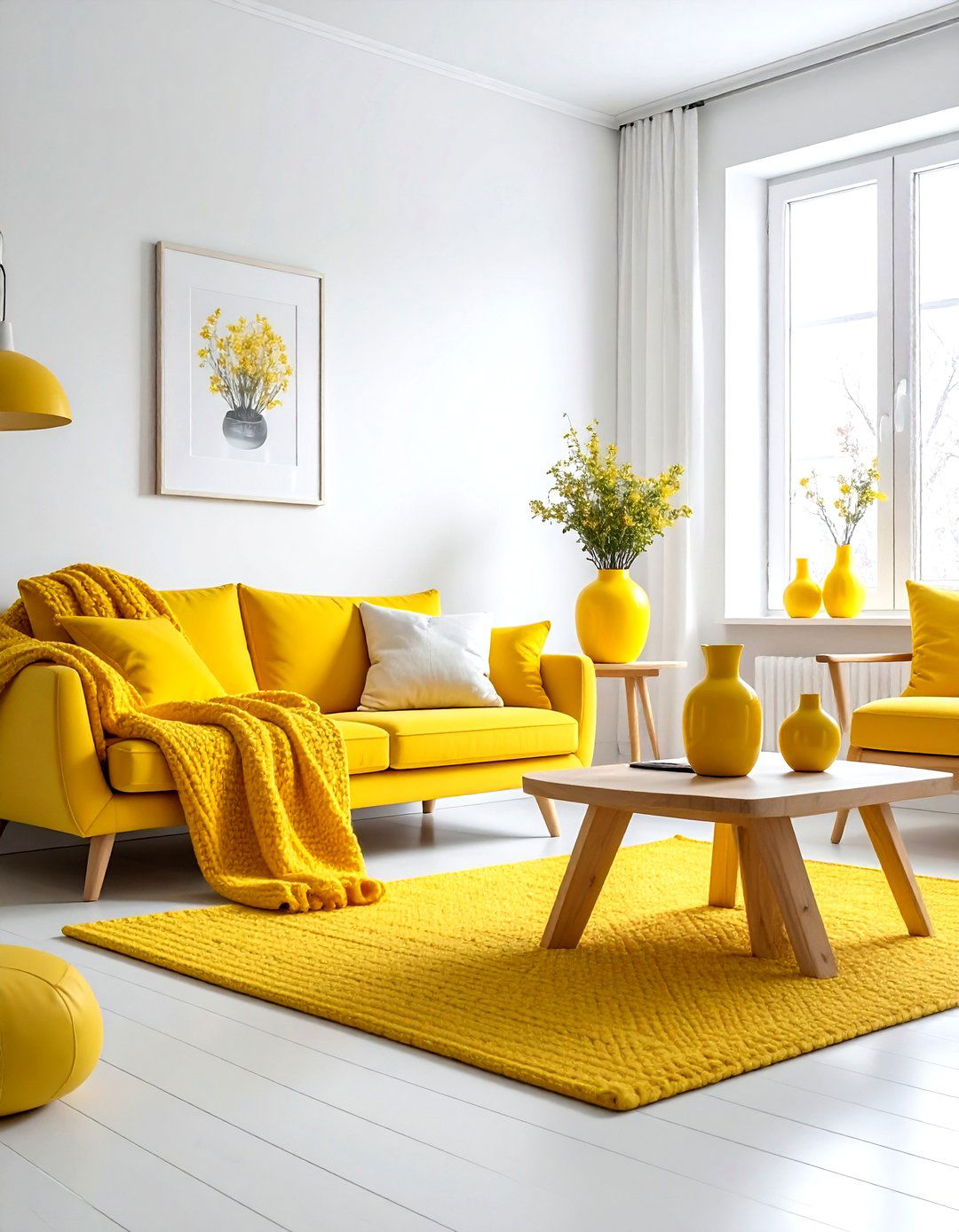 Scandi yellow white living room - 30 yellow and white living room ideas