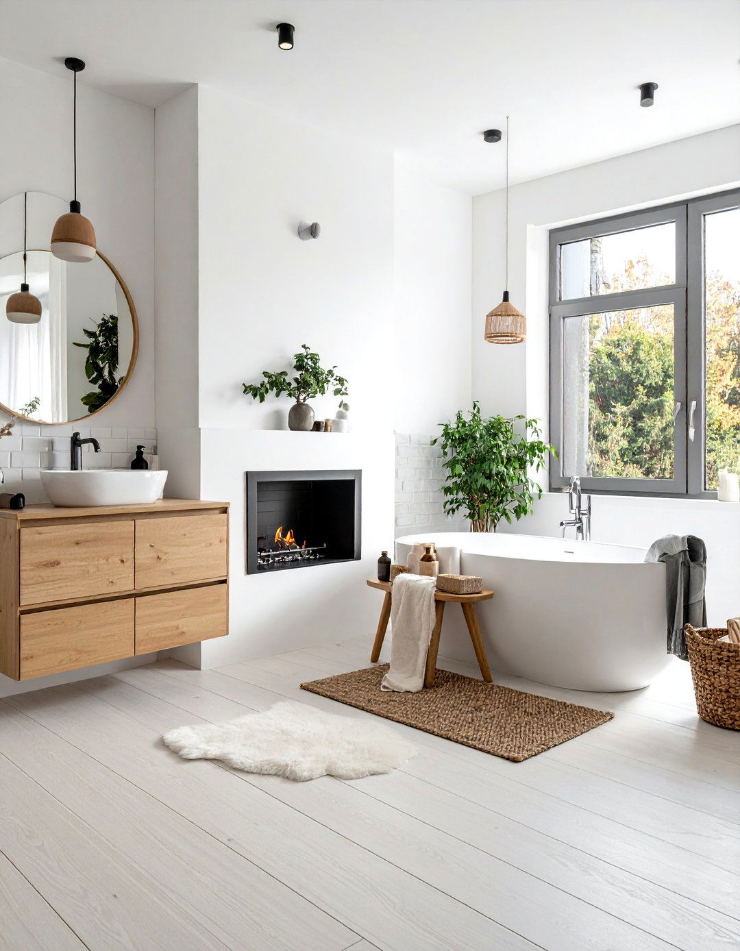 Scandinavian Bathroom Fireplace - 30 bathroom with fireplace ideas