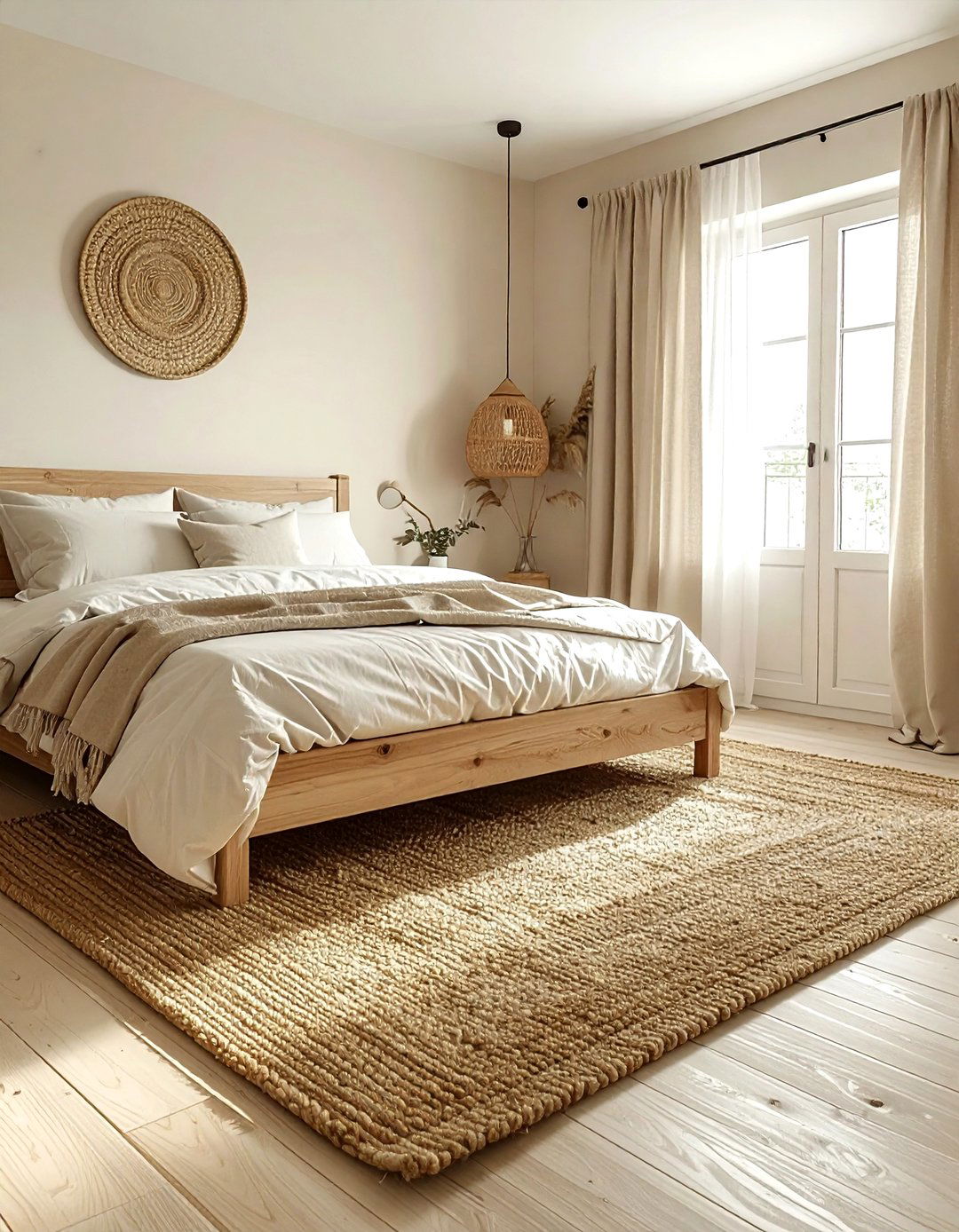 Scandinavian Bedroom With Jute Rug - 30 scandinavian cream bedroom ideas