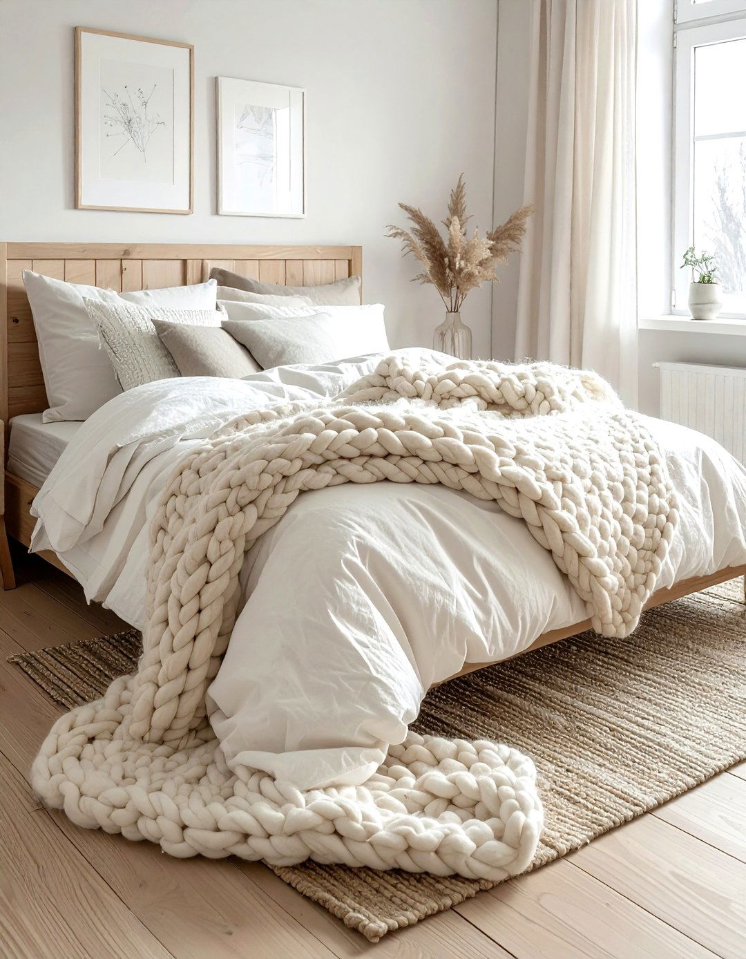 Scandinavian Bedroom With Wool Throw - 30 scandinavian cream bedroom ideas