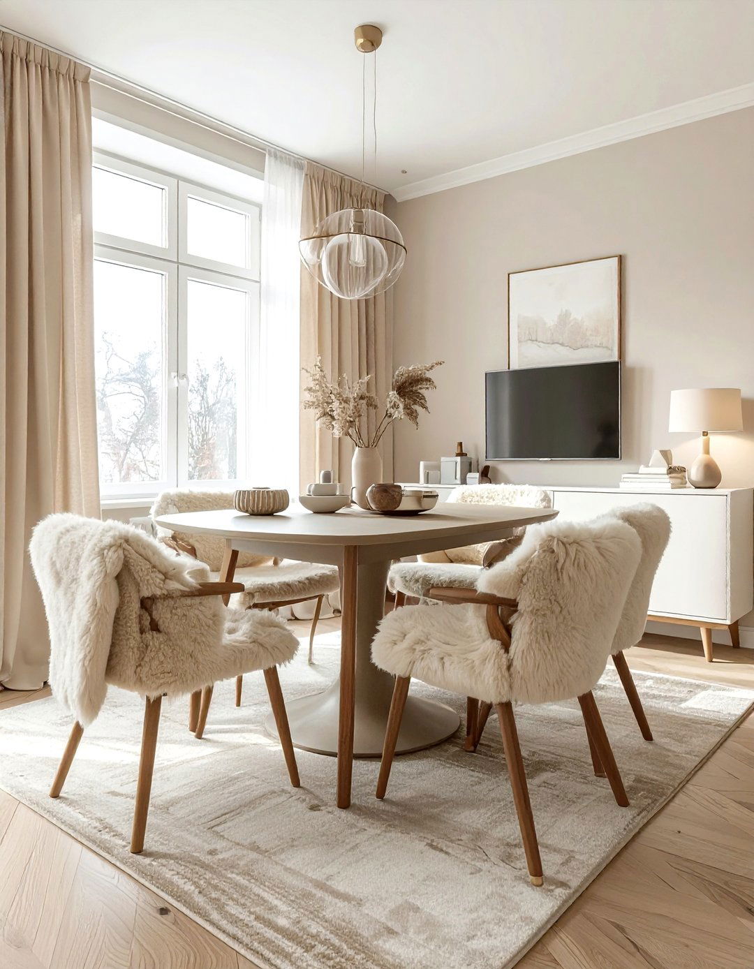 Scandinavian Beige Dining Room - 30 beige dining room design ideas