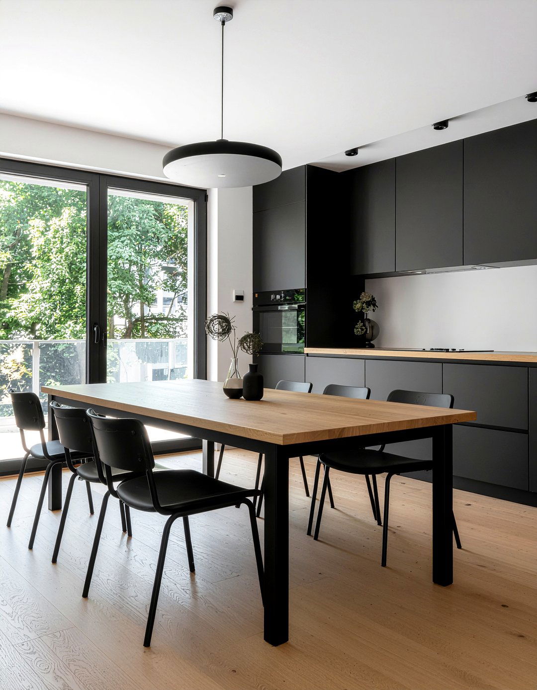 Scandinavian Black And Wood Dining Room - 30 no rug dining room ideas